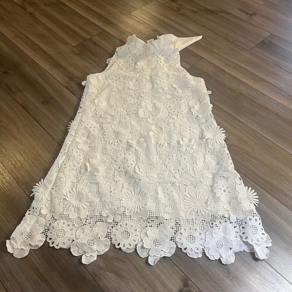 Tuckernuck Guipure Blythe White Lace Floral Sleeveless Mini Dress Size L - Picture 2 of 5